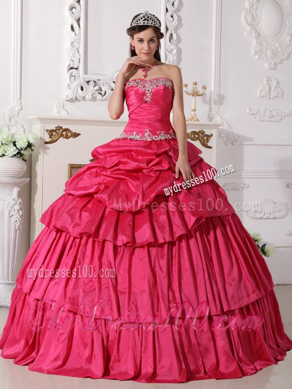Hot Pink Detachable Quinceanera Dress with Beading and Ruffles