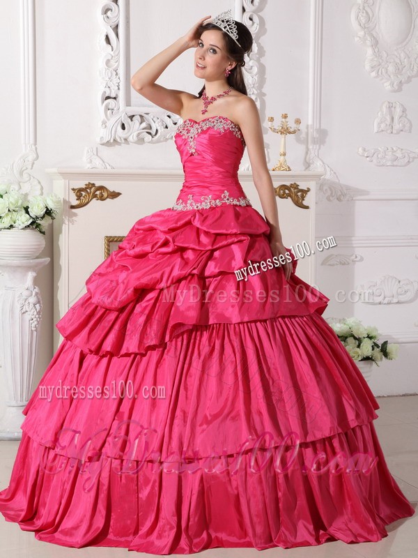 Hot Pink Detachable Quinceanera Dress with Beading and Ruffles