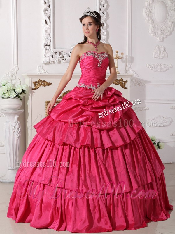 Hot Pink Detachable Quinceanera Dress with Beading and Ruffles