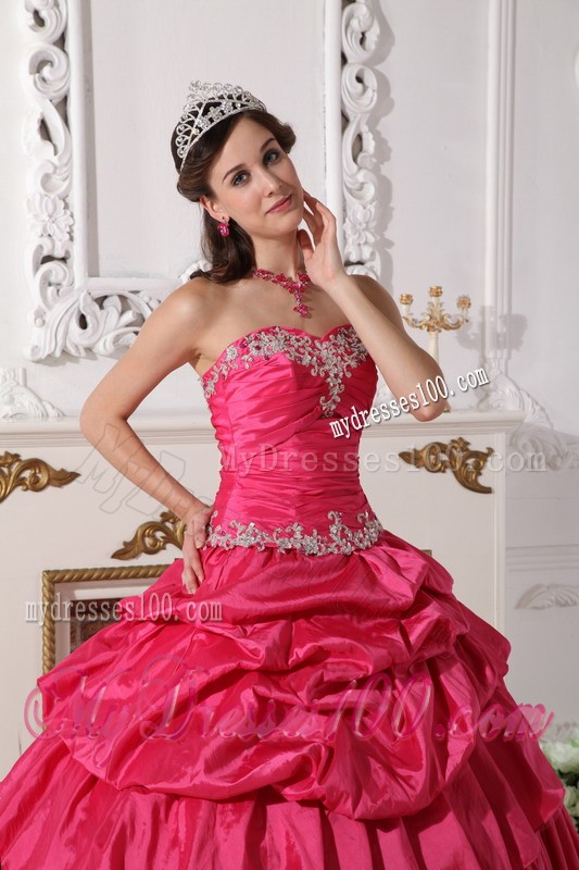 Hot Pink Detachable Quinceanera Dress with Beading and Ruffles