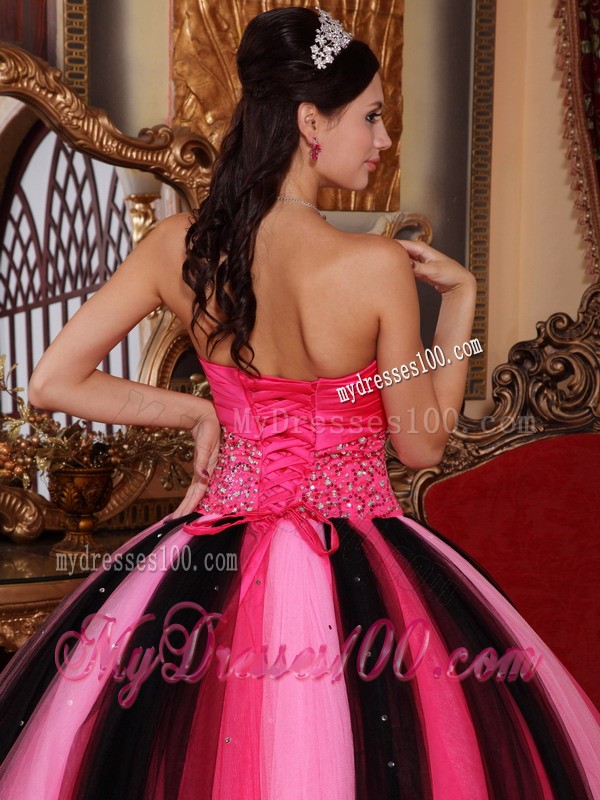 Multi-colored Ball Gown Beaded Sweetheart Quinceanera Dress