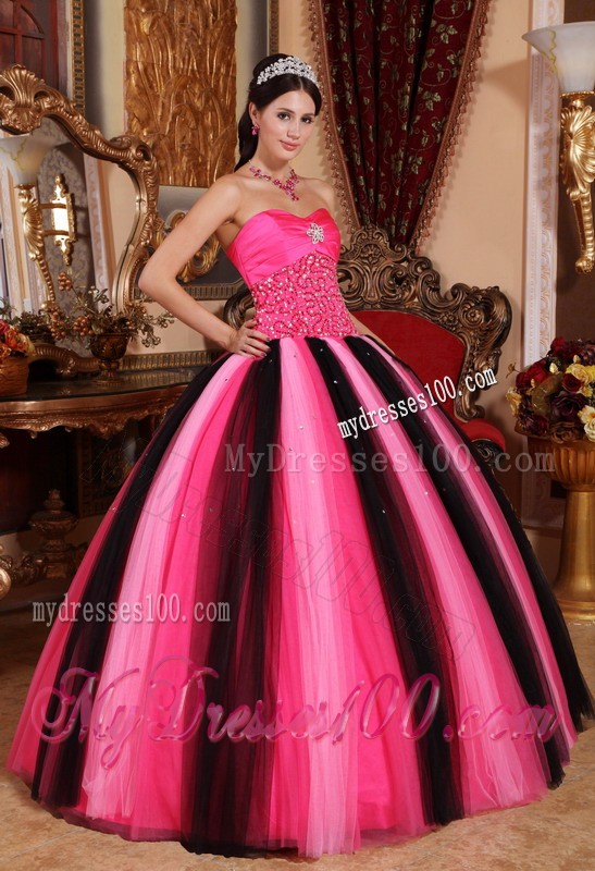 Multi-colored Ball Gown Beaded Sweetheart Quinceanera Dress
