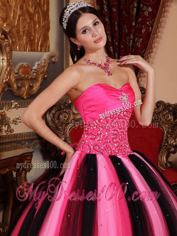 Multi-colored Ball Gown Beaded Sweetheart Quinceanera Dress