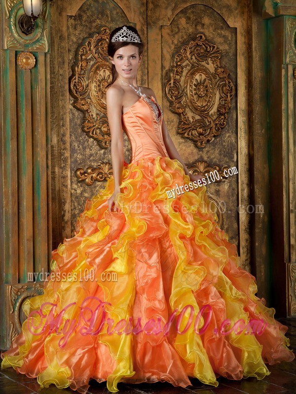 2012 Strapless Organza Multi-color Ruffles Sweet Sixteen Quinceanera Dresses
