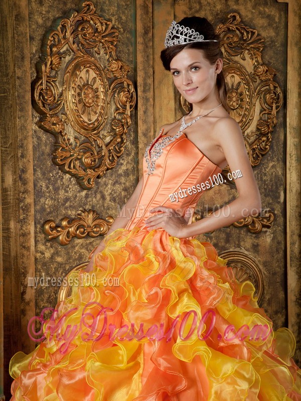 2012 Strapless Organza Multi-color Ruffles Sweet Sixteen Quinceanera Dresses