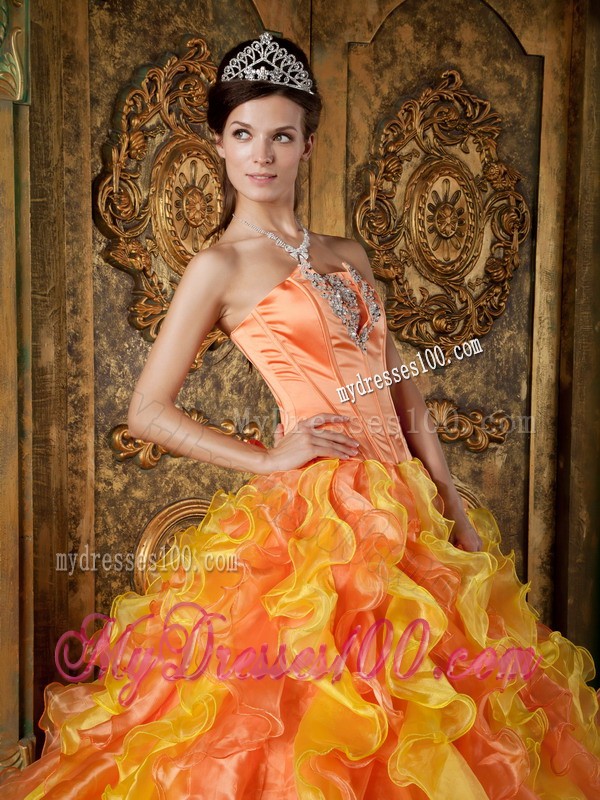 2012 Strapless Organza Multi-color Ruffles Sweet Sixteen Quinceanera Dresses