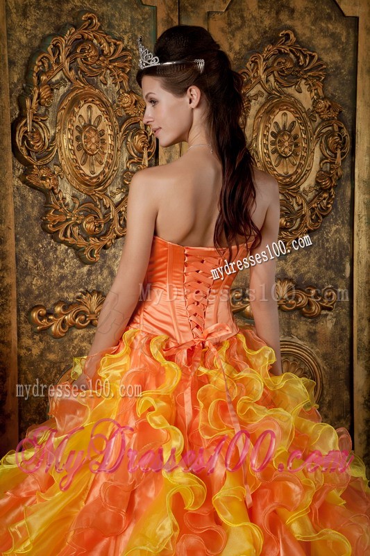 2012 Strapless Organza Multi-color Ruffles Sweet Sixteen Quinceanera Dresses