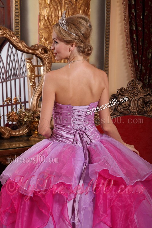 Popular Lavender and Pink Ruched Puffy Floor-length Dresses for Quinceanera