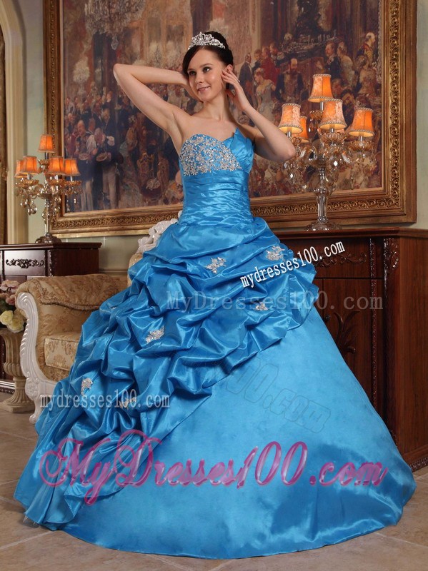 Blue Asymmetrical Style Beading Quinceanera Dress Corset Back