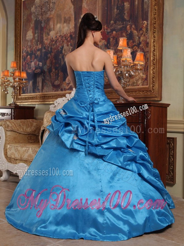 Blue Asymmetrical Style Beading Quinceanera Dress Corset Back