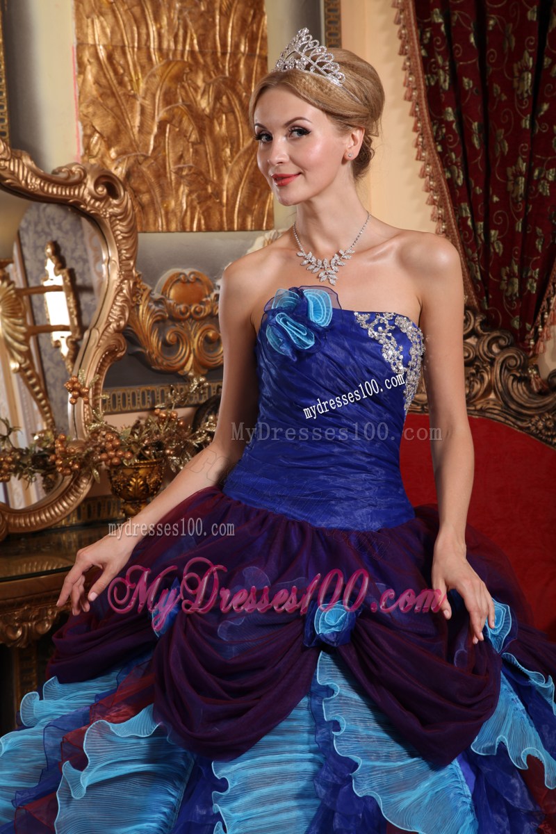 Retro Multi-color Ball Gown Handle-made Flower Sweet 16 Dresses
