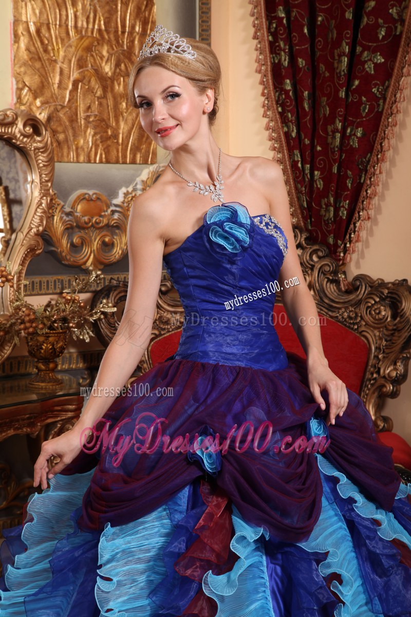 Retro Multi-color Ball Gown Handle-made Flower Sweet 16 Dresses