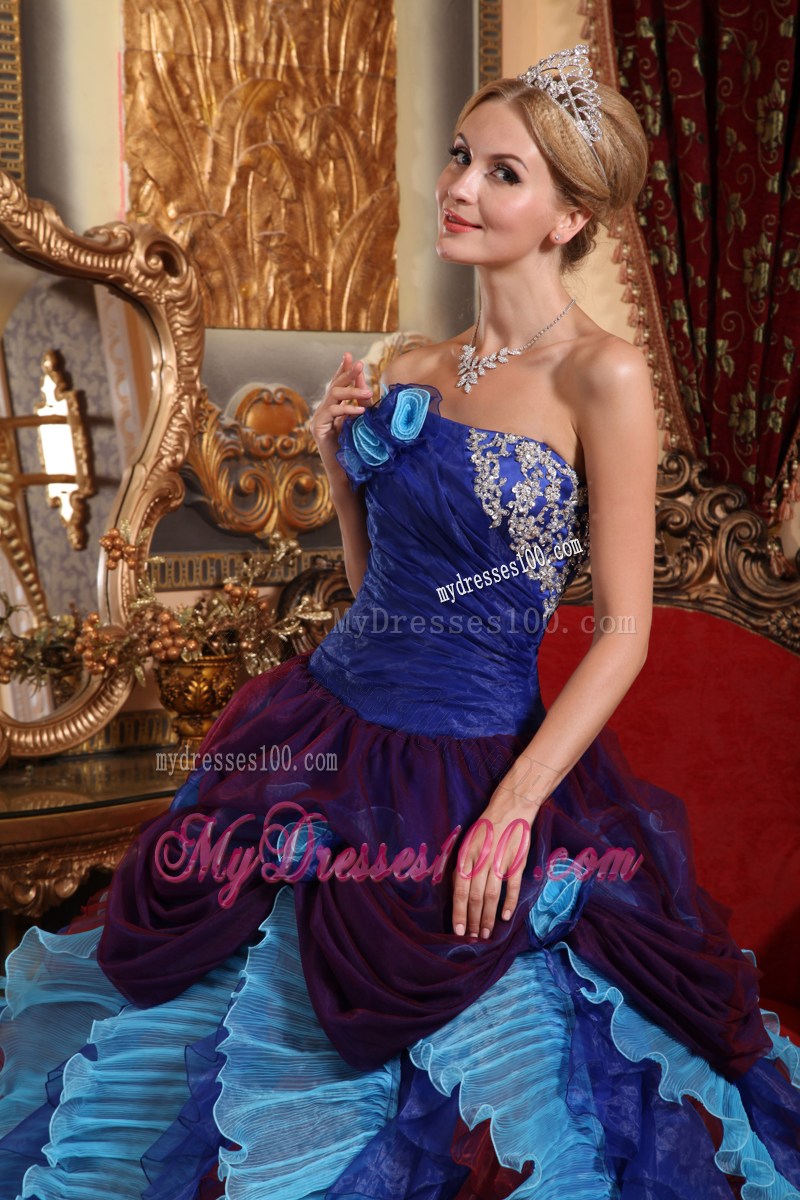 Retro Multi-color Ball Gown Handle-made Flower Sweet 16 Dresses