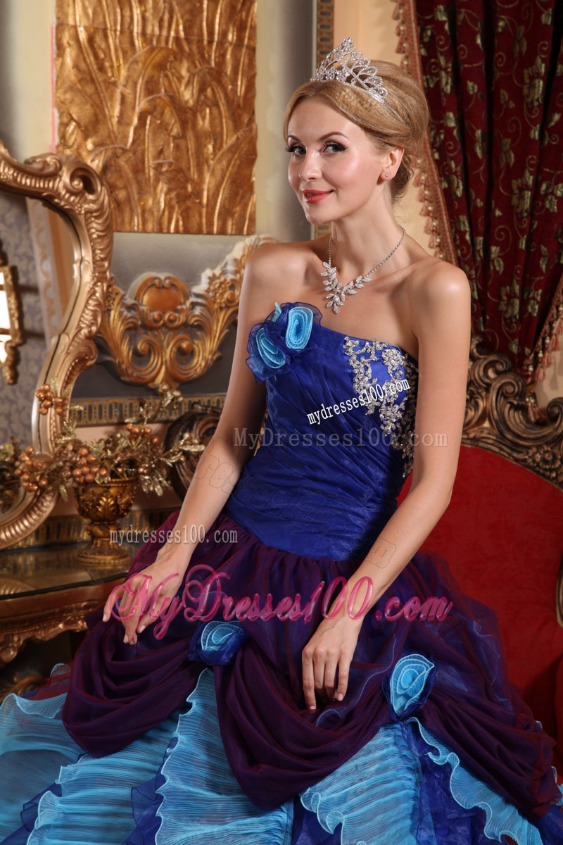 Retro Multi-color Ball Gown Handle-made Flower Sweet 16 Dresses