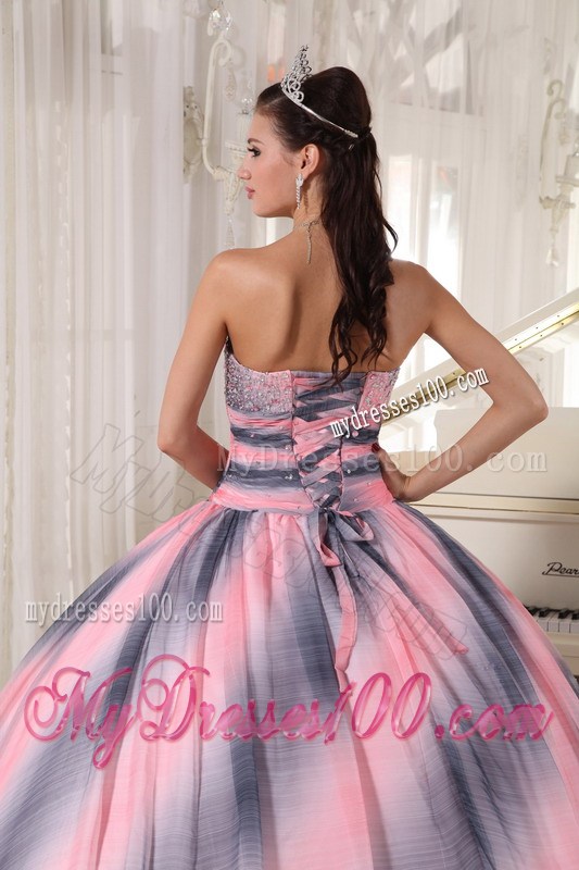 Ombre Color Sweetheart Chiffon Dresses for Quinceanera with Beading and Ruche