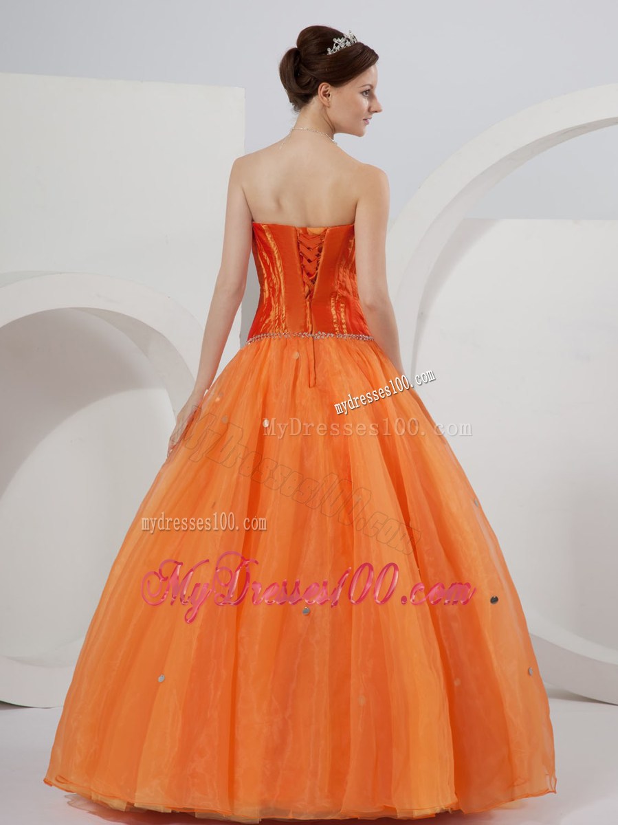 Strapless A-line Floor-length Organza Quinceanera Dress with Baeding at Waist