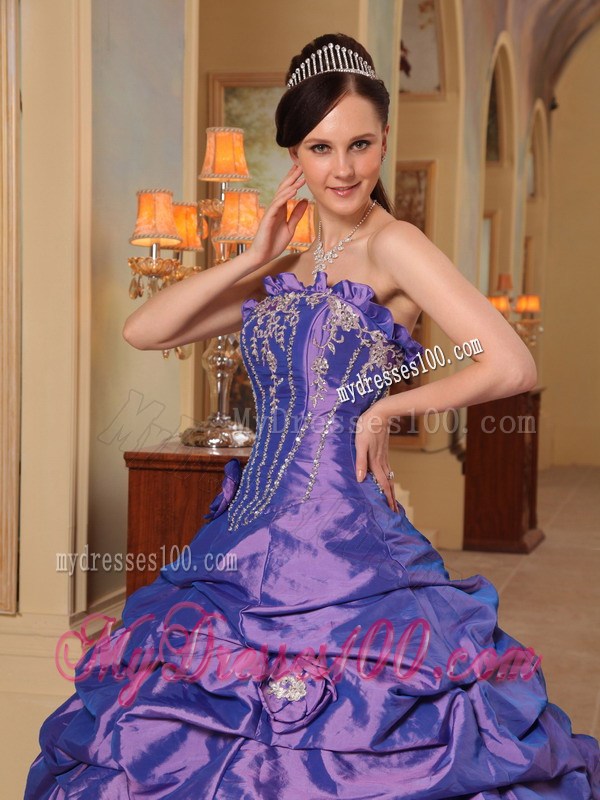 Purple Court Train Pick-ups Sweet Sixteen Quinceanera Dresses