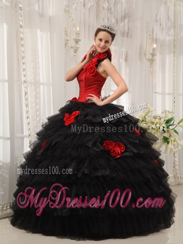 Handle-made Flower Halter Detachable Dresses for a Quinceanera