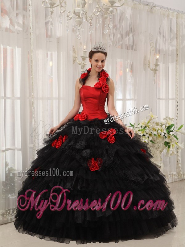 Handle-made Flower Halter Detachable Dresses for a Quinceanera