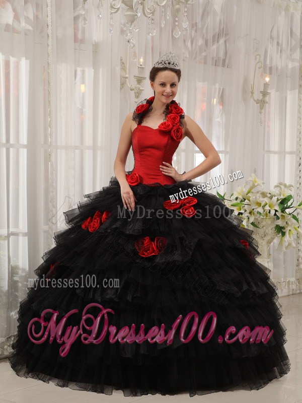 Handle-made Flower Halter Detachable Dresses for a Quinceanera