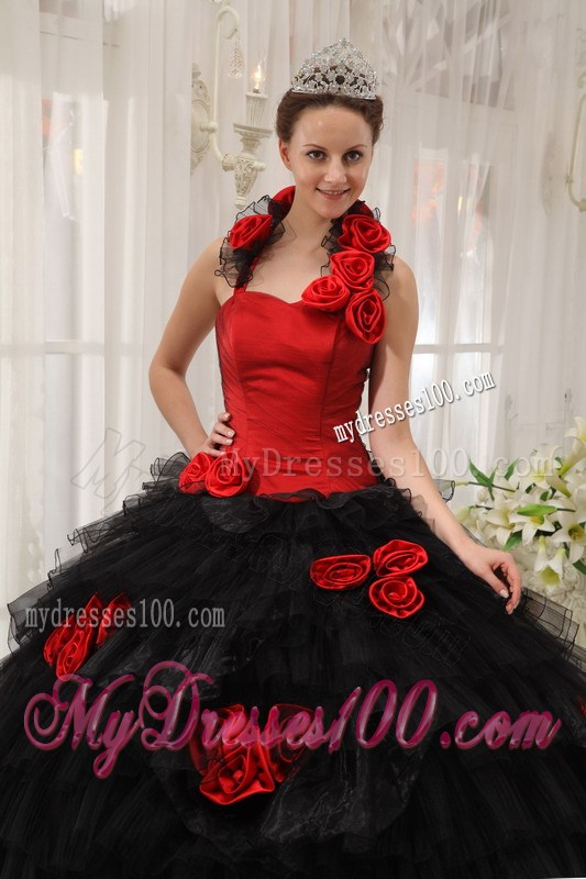 Handle-made Flower Halter Detachable Dresses for a Quinceanera