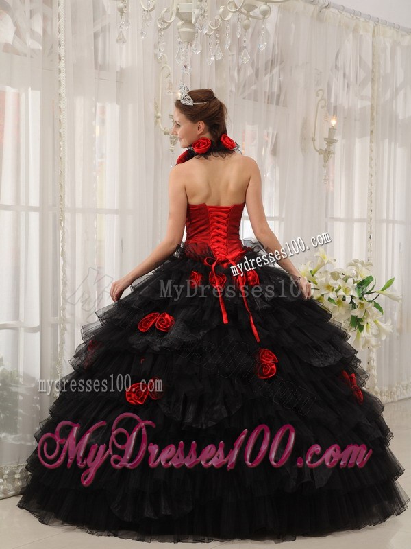 Handle-made Flower Halter Detachable Dresses for a Quinceanera