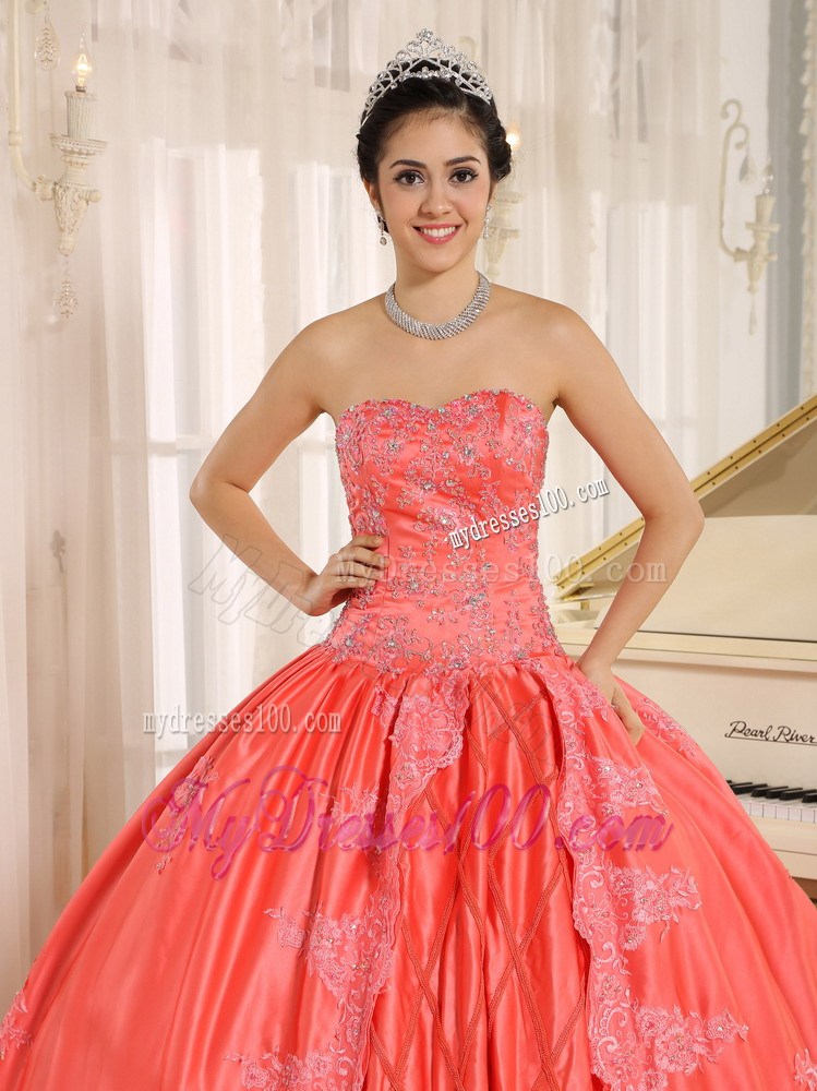 2013 Sweetheart Embroidery Quinceanera Dress in Watermelon