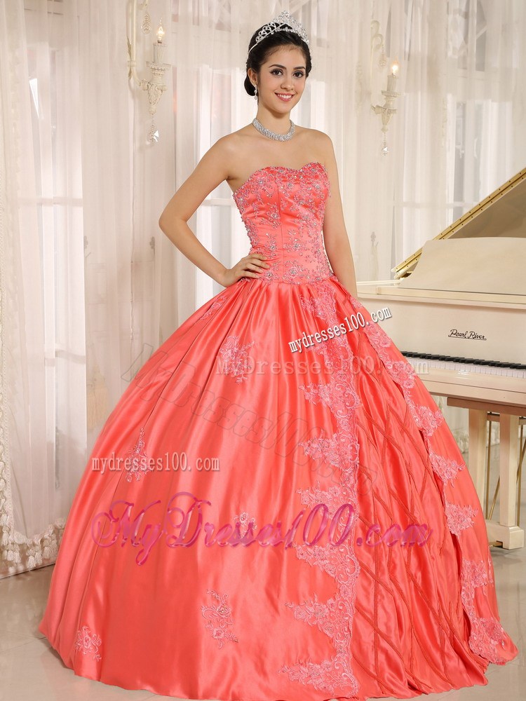 2013 Sweetheart Embroidery Quinceanera Dress in Watermelon