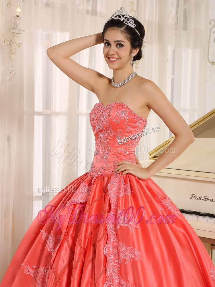 2013 Sweetheart Embroidery Quinceanera Dress in Watermelon