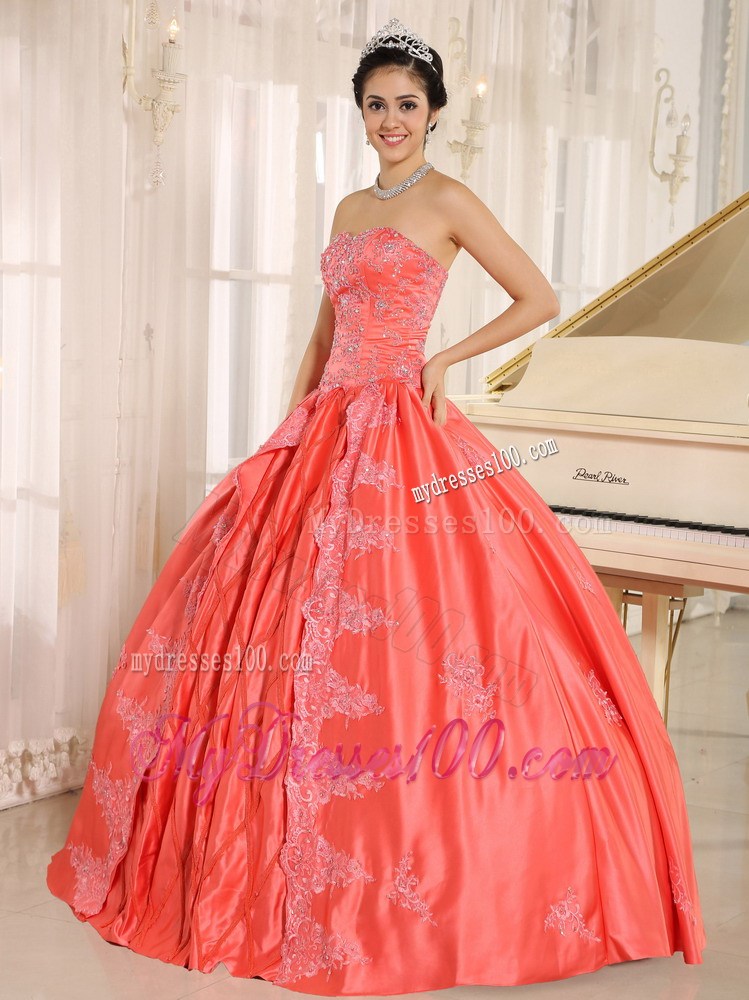 2013 Sweetheart Embroidery Quinceanera Dress in Watermelon