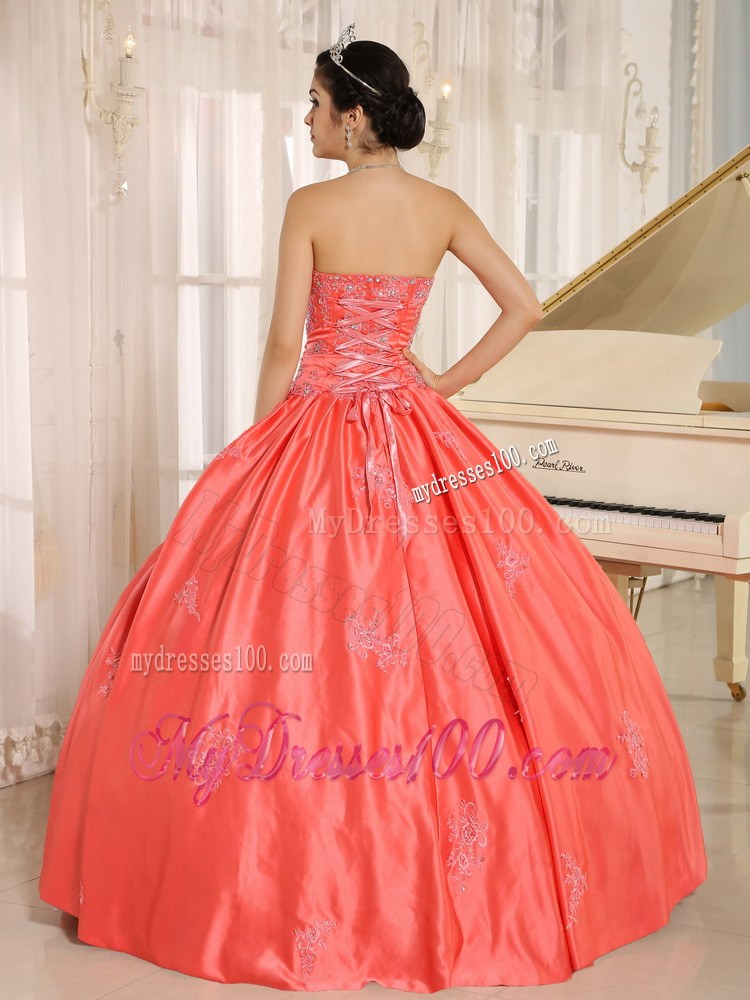 2013 Sweetheart Embroidery Quinceanera Dress in Watermelon