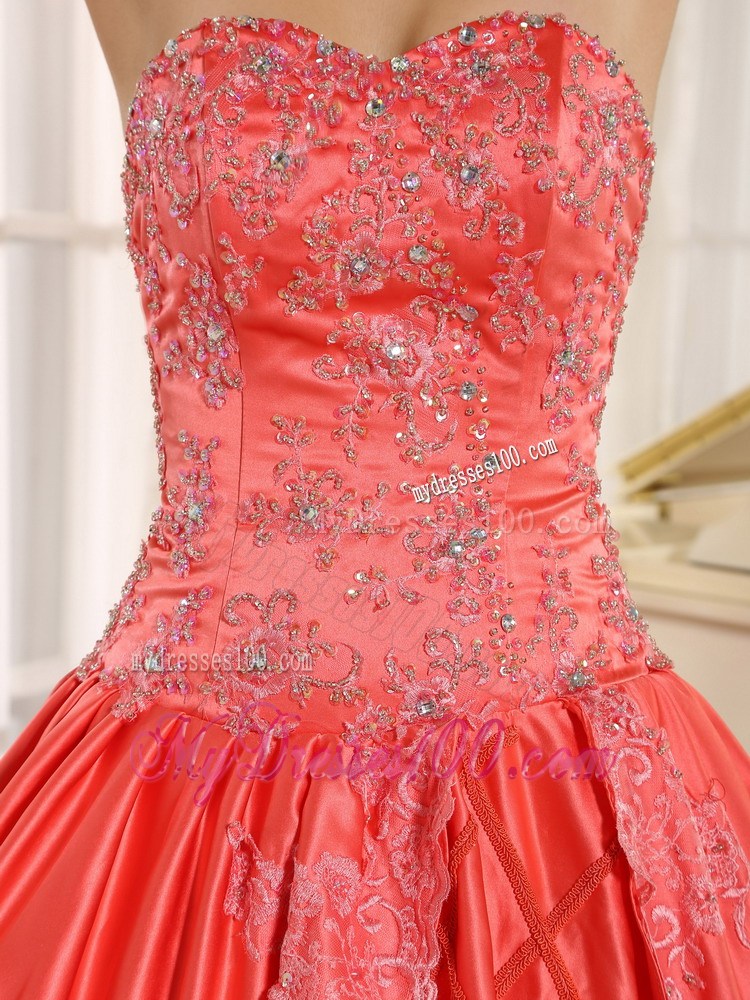2013 Sweetheart Embroidery Quinceanera Dress in Watermelon