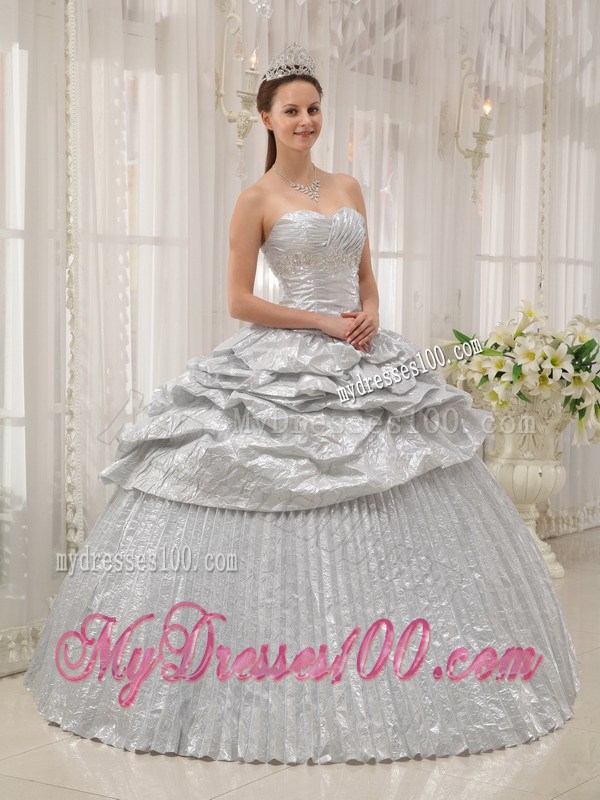 Silver Sweetheart Sweet sixteen quinceanera Dresses with Pick-ups and Pleats