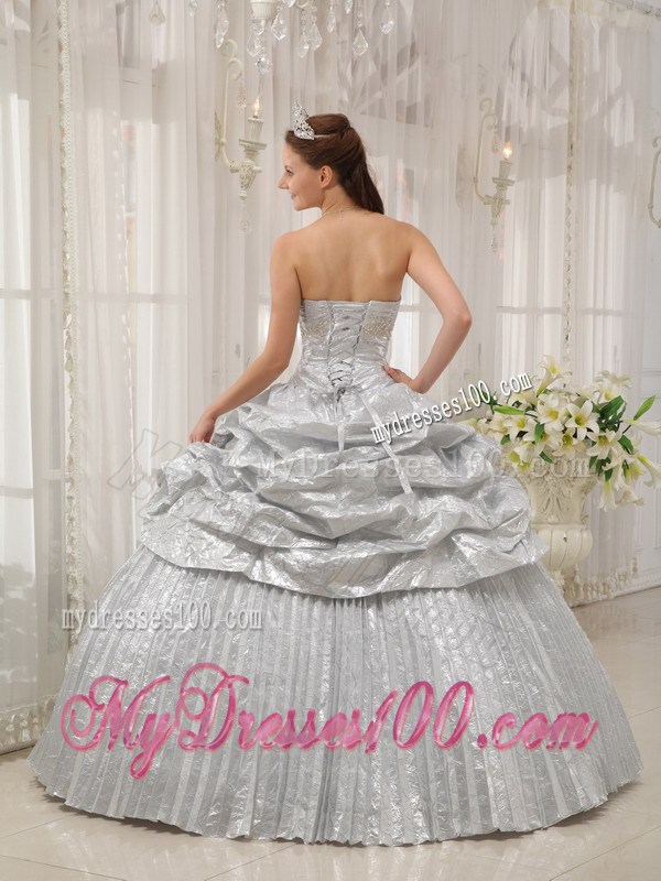 Silver Sweetheart Sweet sixteen quinceanera Dresses with Pick-ups and Pleats