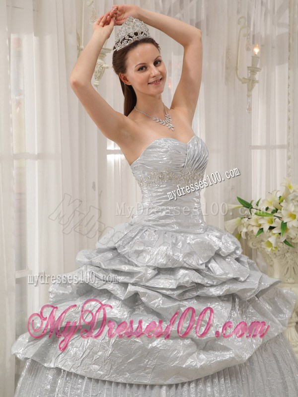 Silver Sweetheart Sweet sixteen quinceanera Dresses with Pick-ups and Pleats