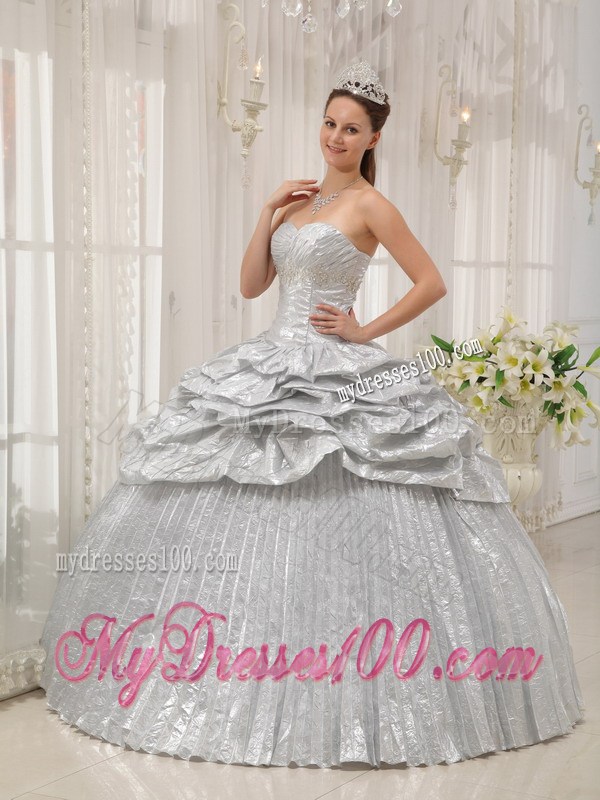 Silver Sweetheart Sweet sixteen quinceanera Dresses with Pick-ups and Pleats