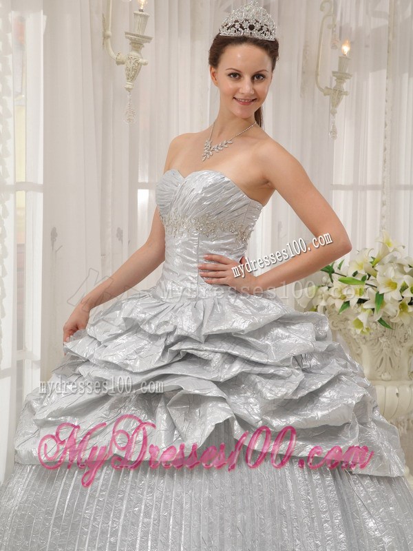 Silver Sweetheart Sweet sixteen quinceanera Dresses with Pick-ups and Pleats