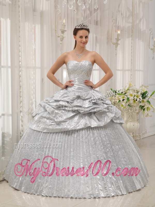 Silver Sweetheart Sweet sixteen quinceanera Dresses with Pick-ups and Pleats