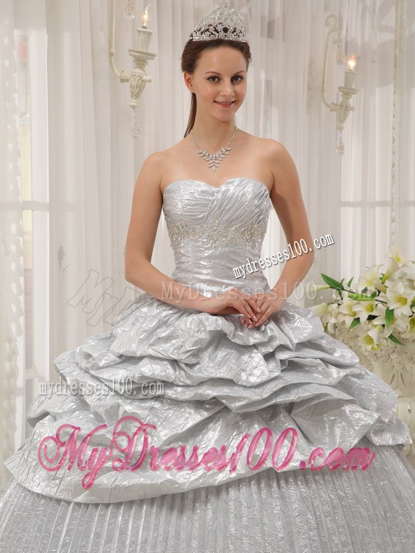 Silver Sweetheart Sweet sixteen quinceanera Dresses with Pick-ups and Pleats