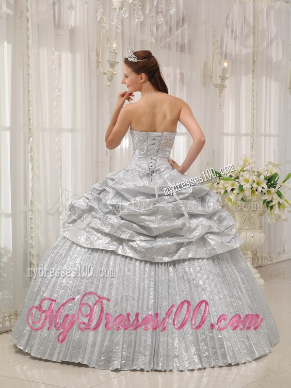 Silver Sweetheart Sweet sixteen quinceanera Dresses with Pick-ups and Pleats