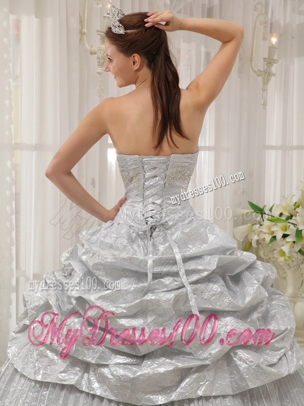 Silver Sweetheart Sweet sixteen quinceanera Dresses with Pick-ups and Pleats