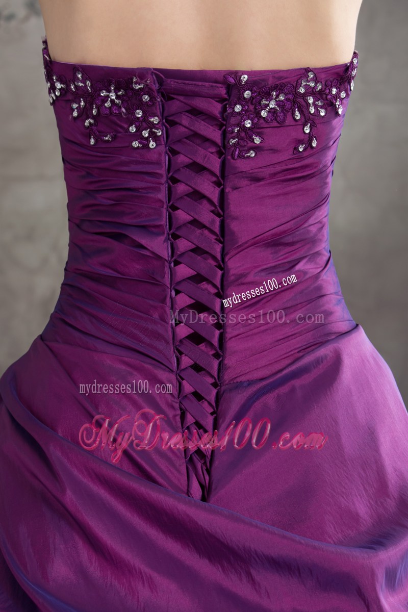 Two-toned Purple Strapless Sweet 15 Dresses with Appliques