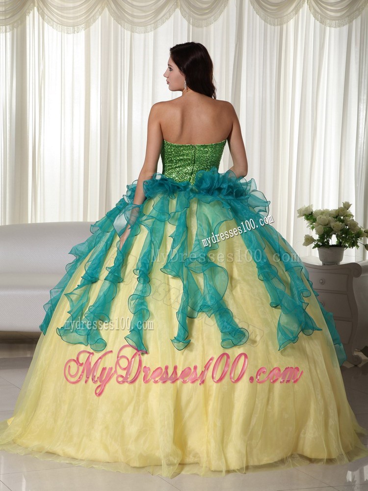 Colored Floor-length Flowery Quinceanera Dresses with Peplums
