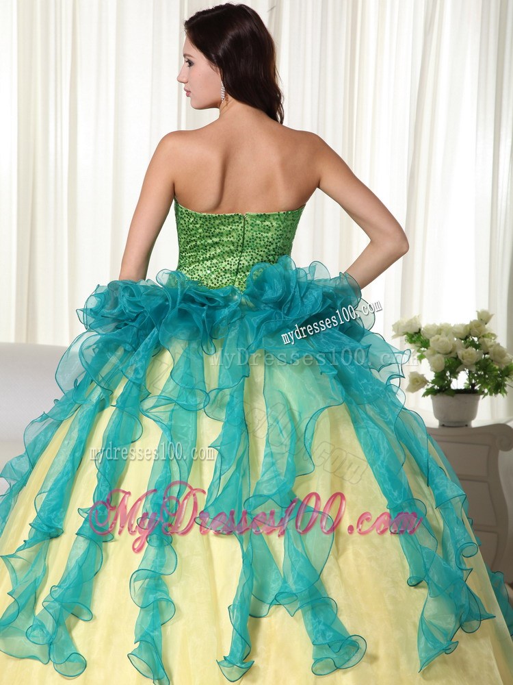 Colored Floor-length Flowery Quinceanera Dresses with Peplums