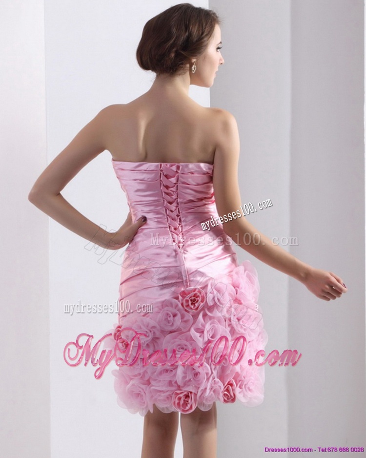 2016 Lovely Strapless Ruching Mini Length Evening Dress in Baby Pink