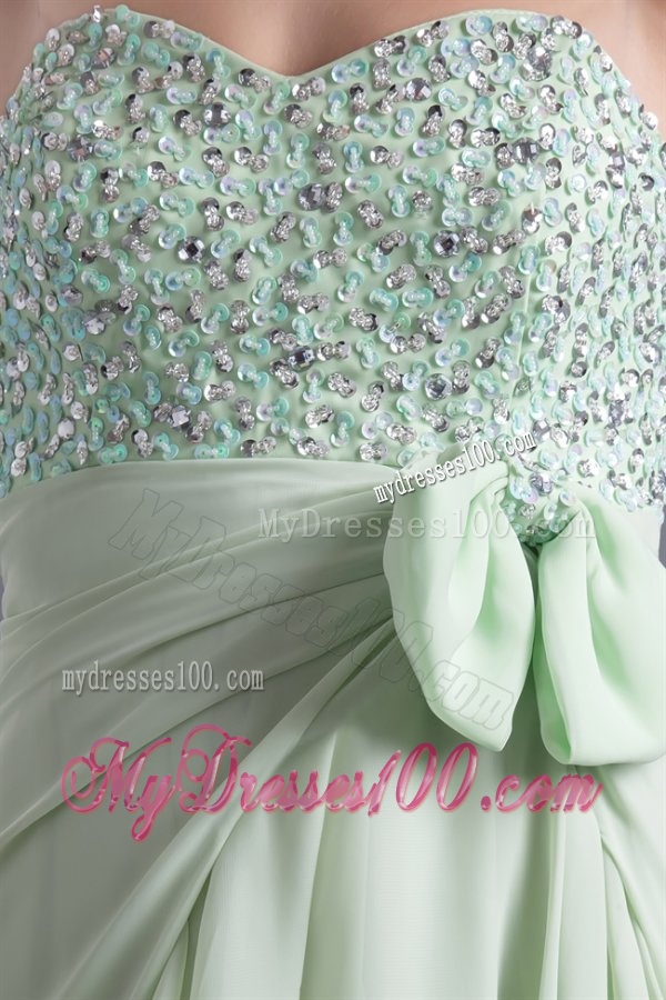 A-line Sweetheart High-low Green Beading Chiffon Evening Dress