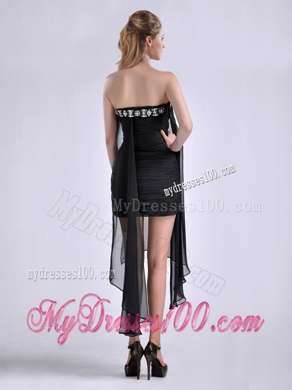Best Selling Asymmetrical Column Evening Dress with Beaded Top and Ruching