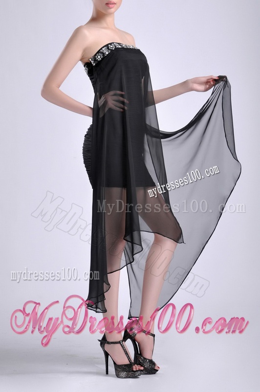 Best Selling Asymmetrical Column Evening Dress with Beaded Top and Ruching