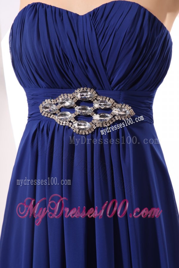 Elegant Empire Sweetheart Beading Floor-length Chiffon Blue Evening Dress