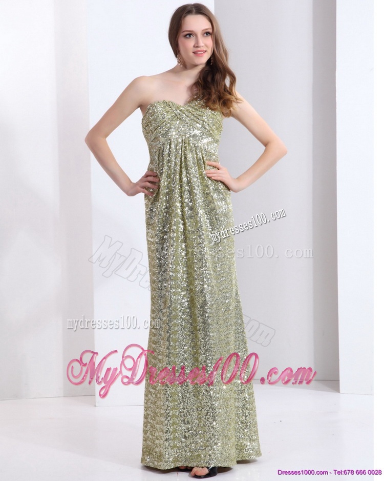 Exclusive One Shoulder Floor Length Sequined Evening Dress for 2016